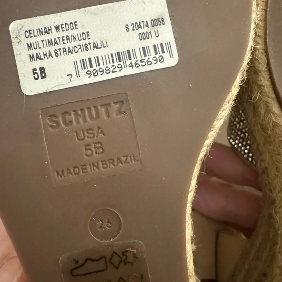 Schutz Glitter Lace-Up Espadrilles Wedge Celinah Crystals Size 5 READ - Picture 10 of 14